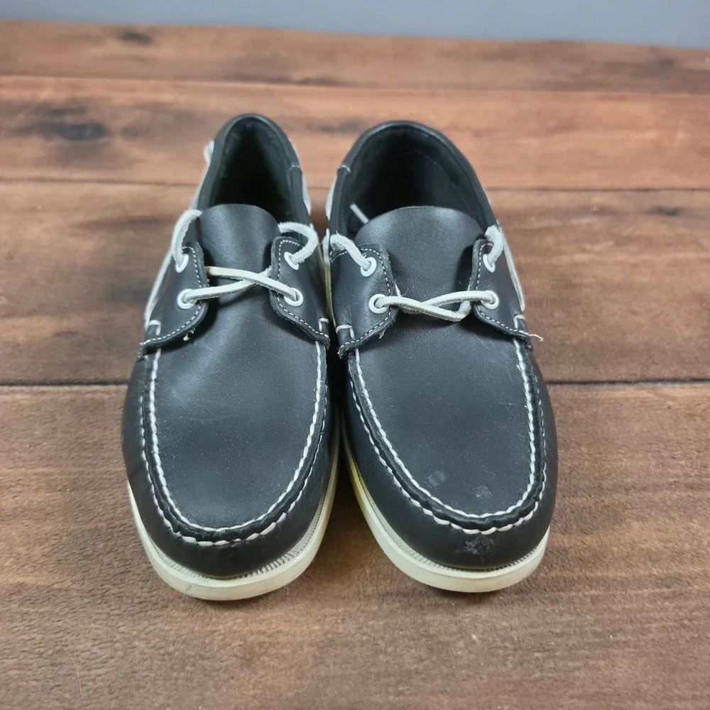 Sebago Docksides Boat Shoes Mens Size 9.5 Black Good Leather Moc Toe Loafer